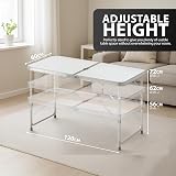 ZENO Folding Table 4FT 1.2M Aluminium Portable with Parasol Hole view 3