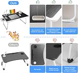 CSYY Upgraded Bed Table Laptop Desk Foldable Tray with USB Port Black view 3