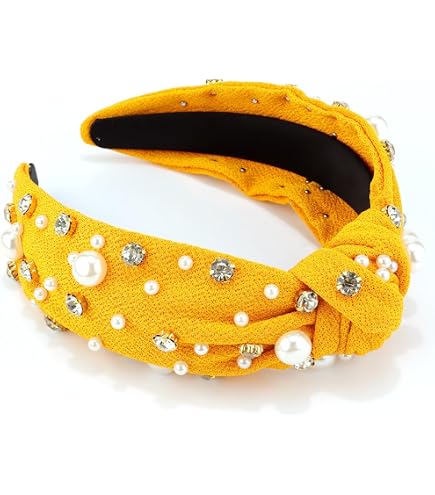 Orange Pearl Rhinestone Knot Headband Hair Bling Sparkle Crystal Jewel Statement Amazon.com : TULOBI Halloween Headband for Women Pearl  main image 2