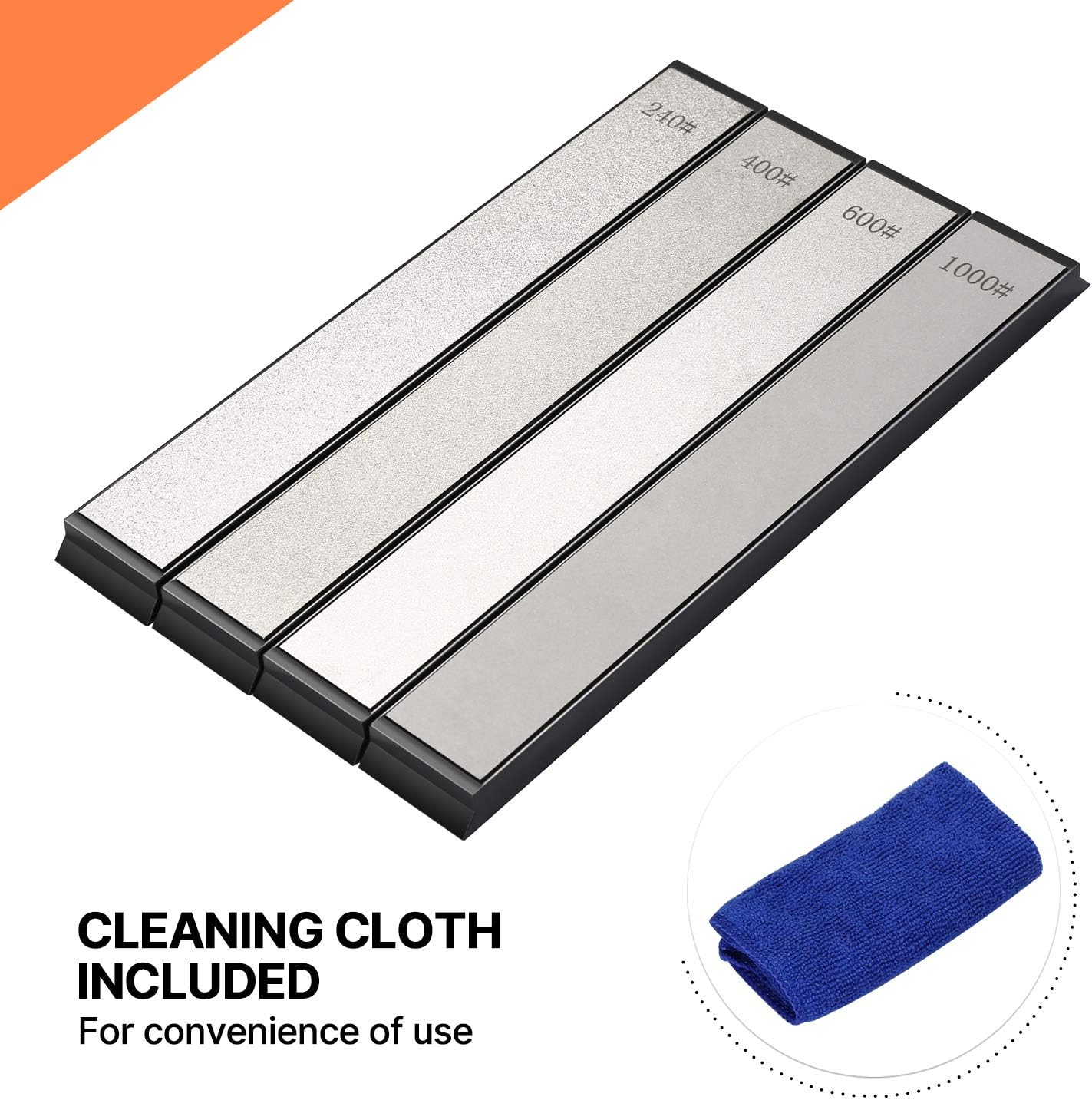 Knife Sharpener Stone Set 4 PCS Grit 240/400/600/1000 Diamond Sharpening Plate, Knife Sharpening Stone for Kitchen Knife Sharpener Professional Sharpening System-stone - - 