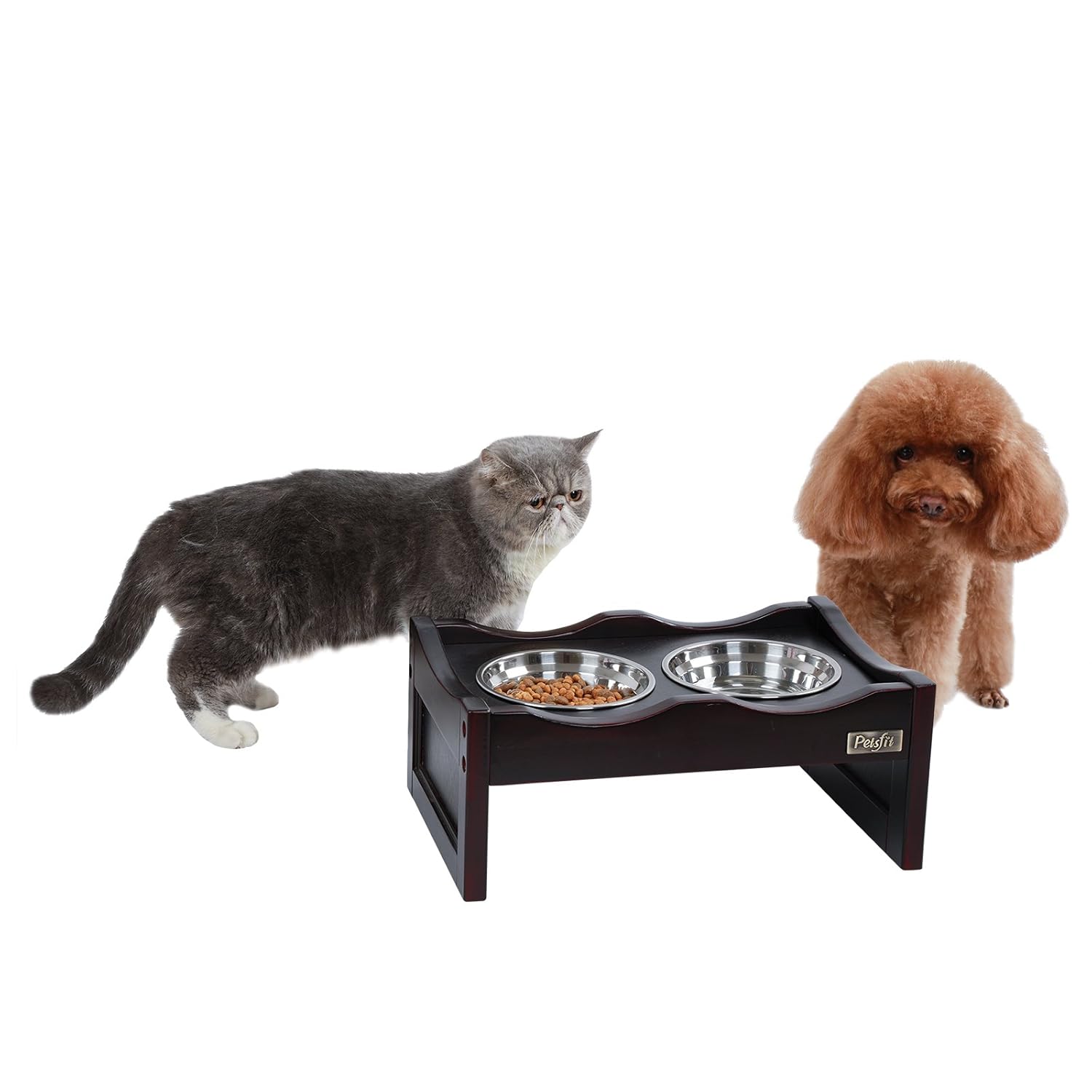 Pet Supplies Petsfit Wooden Elevated Dog Pet Cat Feeder With 2