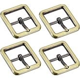uxcell Metal Roller Buckle, Single Prong Belt Buckle Square Center Bar Buckles for Leather Craft Accessories Belt