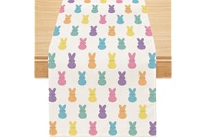 SIILUES Easter Table Runner, Happy Easter Decorations Colorful Bunny Easter Runner for Table Seasonal Holiday Decor for Indoor Outdoor Dining Table Decorations (13'' x 72'')