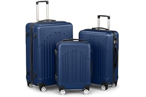 Karl home Luggage Sets 3 Piece, ABS Hardside Suitcase Set with Double Spinner Wheels & TSA Lock for Travel Business, 3-Piece Set (20/24/28), Navy Blue