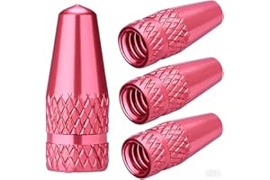 TPMSCENTER Aluminum Presta Valve Stem Caps – Pink Tire Air Dust Covers for Bike (4 Pack) – Fit French Valves on Road, MTB, Hybrid, Racing, Fitness, Folding & Fat Bikes