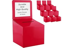 MY CHARITY BOXES Raffle Ticket Donation Collection Ballot Box Reusable Sturdy thick Cardboard with Slot comment Suggestion Box With Removable Header 6H x 6W x 6D, Display area 6H x 6W(Red 10 pack)
