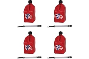 VP Racing Fuels 35160 Motorsport 5 Gallon Square Plastic Utility Jug Red w/ 14 Inch Deluxe Hose (4 Pack)