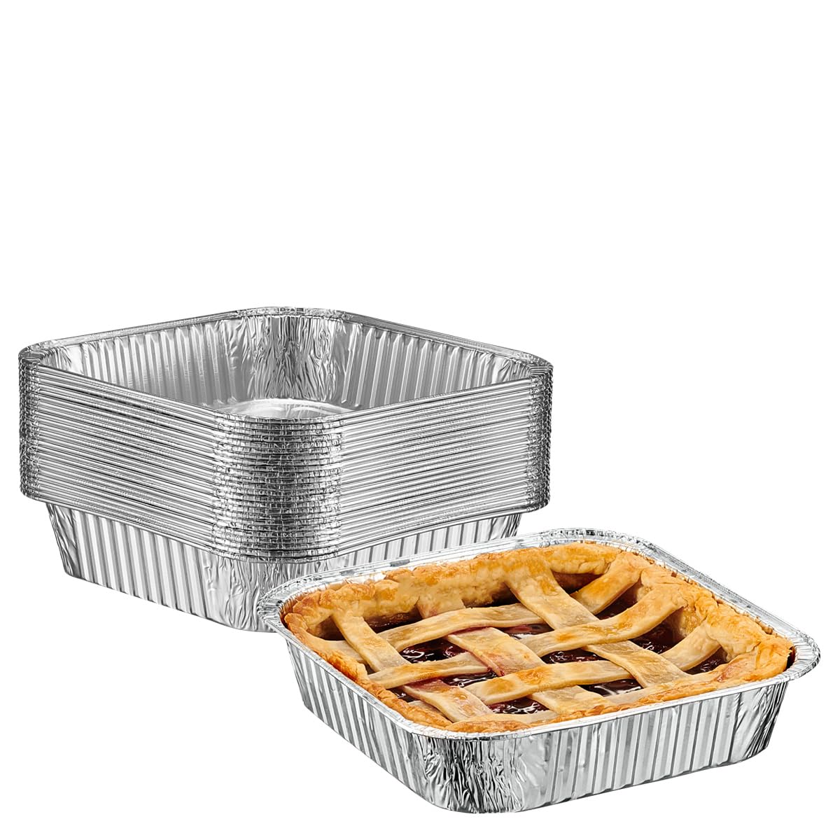 Photo 1 of GUSTO [25 Sets 8-Inch Square Foil Pans (Lids Not Included) - Aluminum Pans, Disposable Food Containers For Baking, Cooking, Storing and Preparing Food (Formerly Comfy Package)