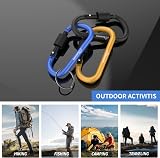 BEEWAY Locking Carabiner 3 Pack Aluminum D Ring Keychain Clip Black Blue Gold view 7