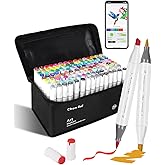YHC 120 Colors Alcohol Markers Brush Tip with Free App, Chen Rui Dual Chisel & Brush Tips Alcohol Based Markers for Adults Coloring, Alcohol Brush Pens for Drawing, Painting, Illustration, Sketching