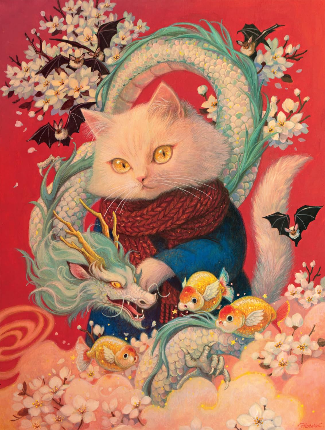 Photo 1 of Buffalo Games - Phoenix Chan - Year of The Dragon - 750 Piece Jigsaw for Adults - Challenging Puzzle Perfect for Game Nights - Finished Size is 24.00 x 18.00