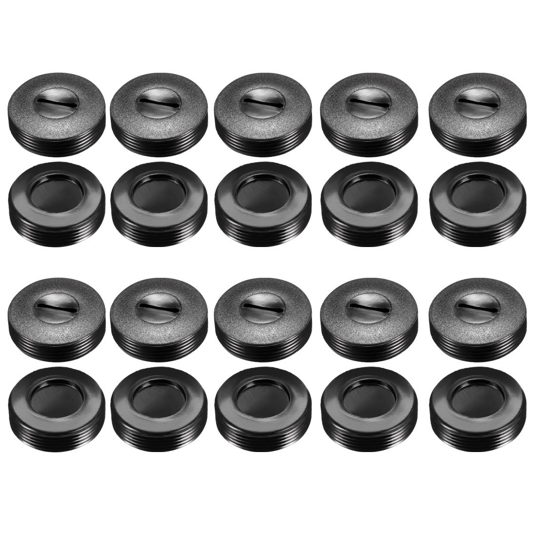 sourcing map Carbon Brush Holder Caps 22mm O.D. 11.5mm I.D. 6.5mm Thickness Motor Brush Cover Plastic Fitting Thread Black 20pcs