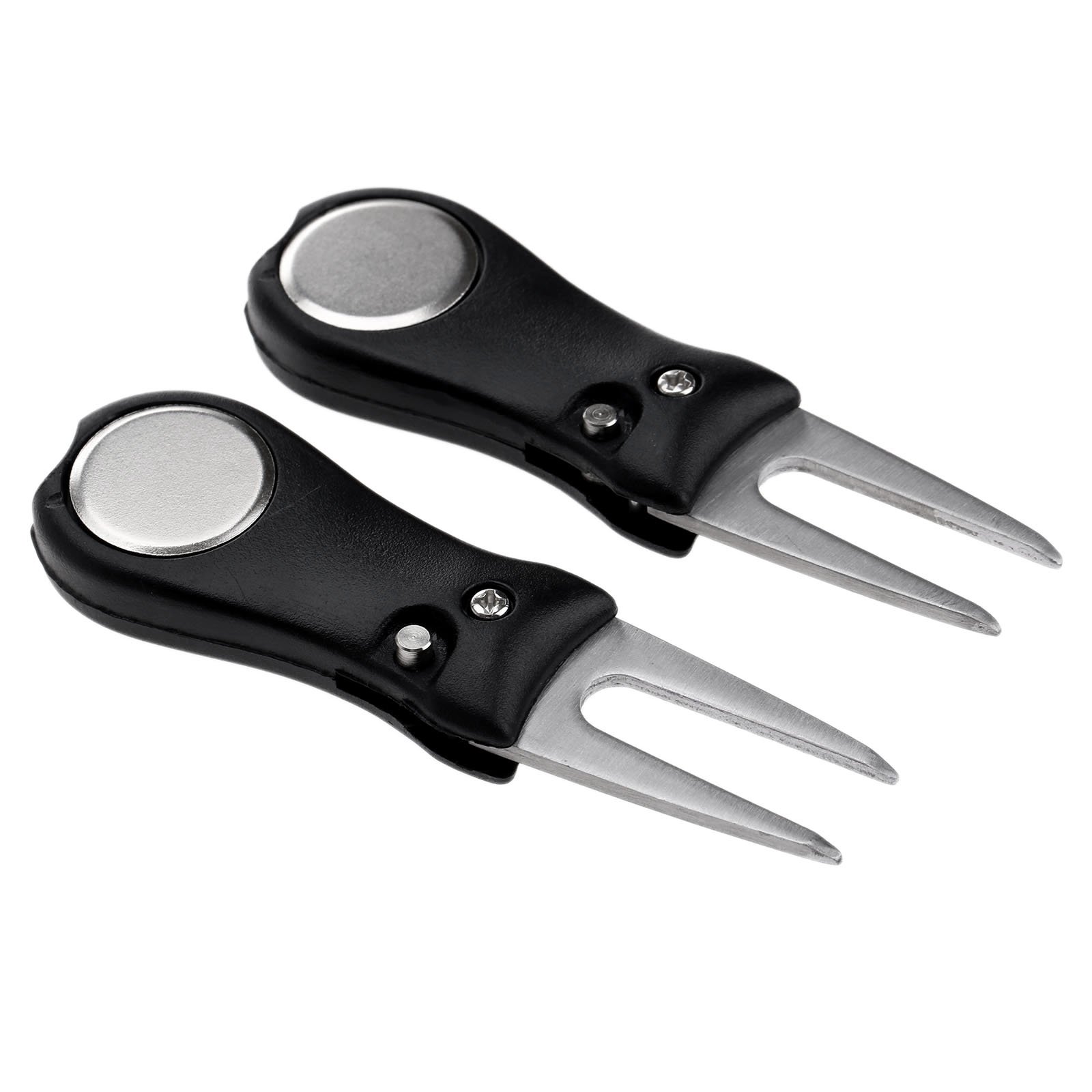 MUXSAM 2Pcs Golf Divot Tools Stainless Steel Golf Club Ball Putting Green fork Pitchmark Golfer Kit