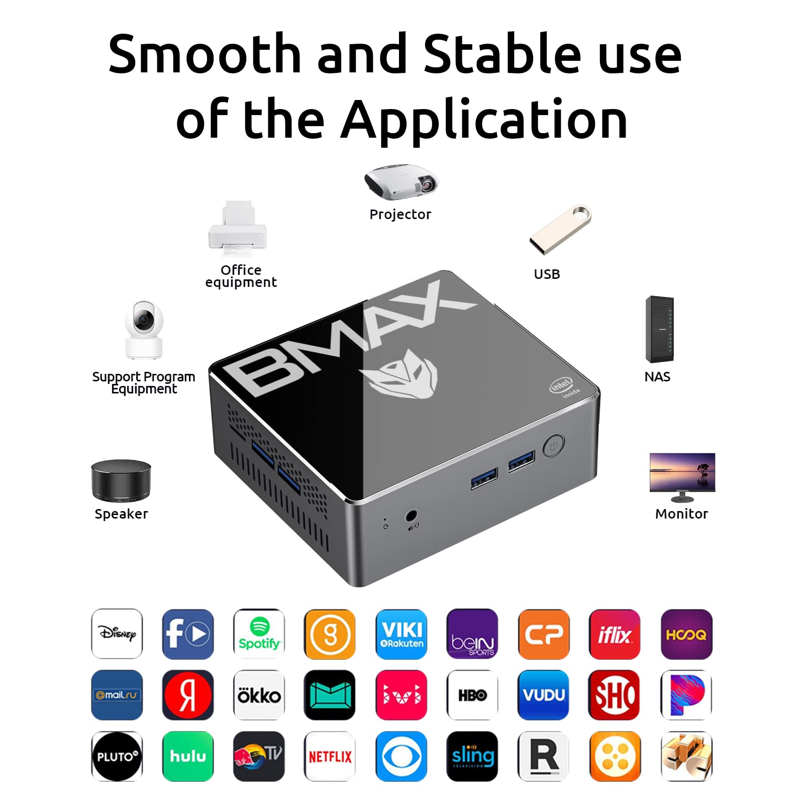 Bmax Mini PC 4-Core N4100 (up to 2.4 GHz) 8GB LPDDR4/256GB SSD 4K 60Hz Mini Desktop Computer Gigabit Ethernet Dual-Band Wi-Fi BT 5.0 HDMI 2.0 Micro Pc Mini Computer