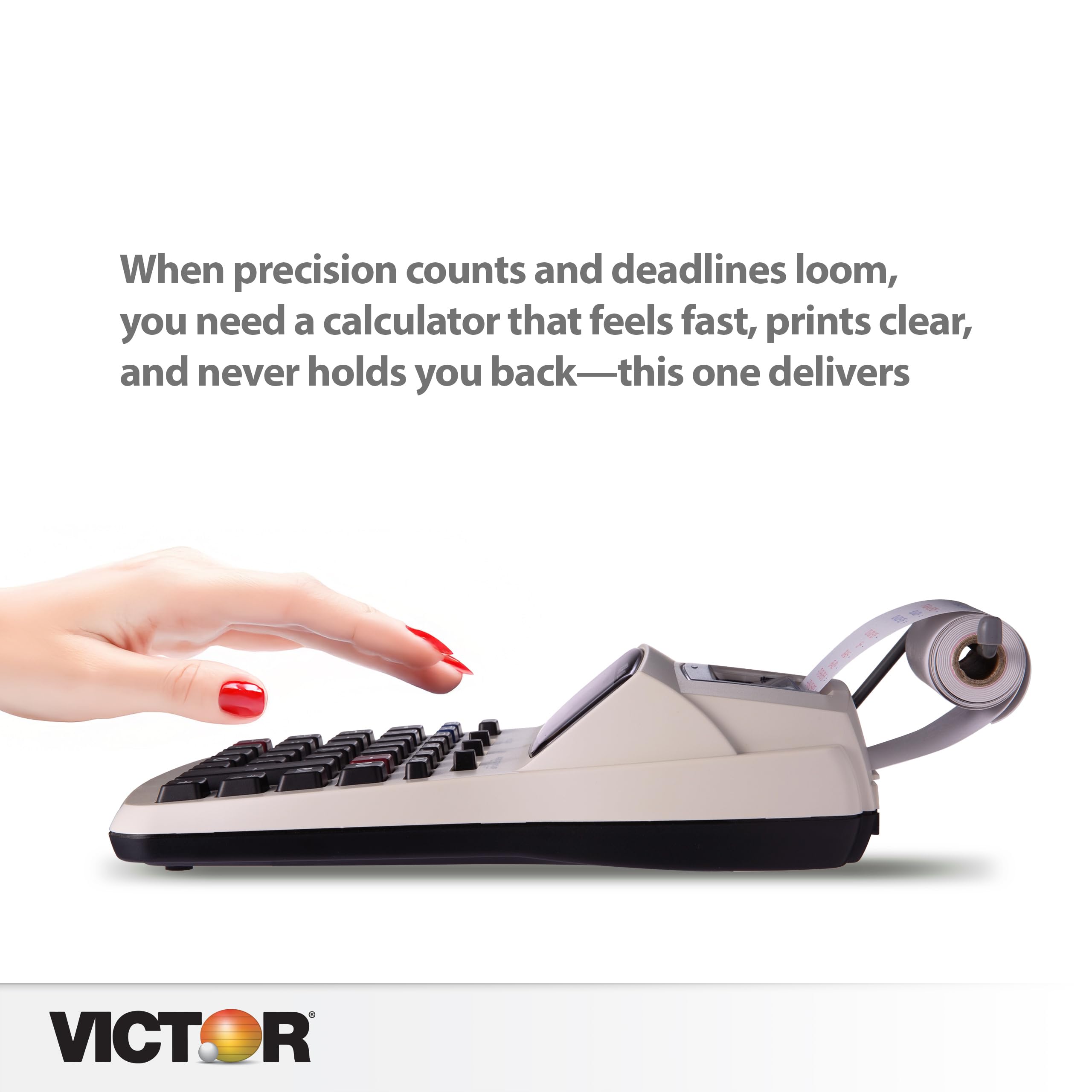 Victor Printing Calculator, 1208-2 Compact and Reliable Adding Machine with 12 Digit LCD Display, Battery or AC Powered, Includes Adapter,White