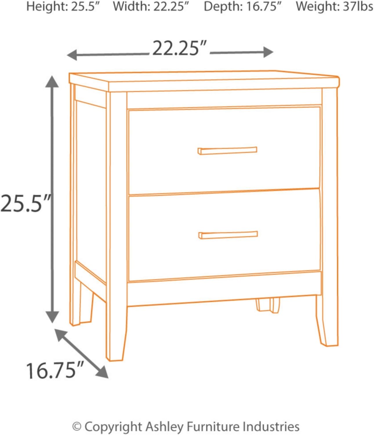 Ashley Furniture Signature Design - Olivet Nightstand - Contemporary Glam - 2 Drawers - Silvertone Metallic Finish - Chrome Pulls w/ Decorative Faux Crystals: Furniture & Decor