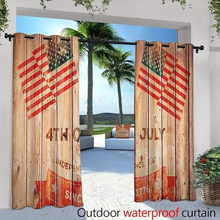 Amazon Com Loveeo 4th Of July Outdoor Window Curtains Wooden
