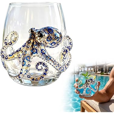 Amazon.com | Rtrasang Artisanal Blue Ringed Octopus Glassware,3D