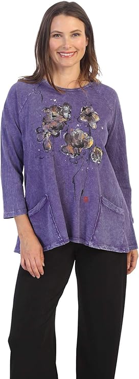Jess And Jane Clothing Amazon 2026.Jess & Jane Women's Violets Mineral Washed Patch Pocket Cotton Tunic at ...