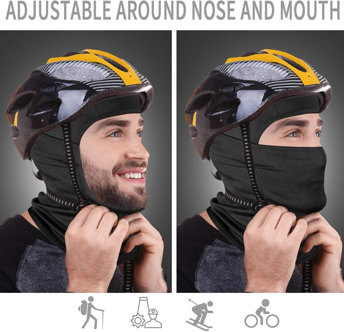 Achiou Balaclava Face Mask UV Protection for Men Women Ski Sun Hood Tactical Masks Black: Clothing