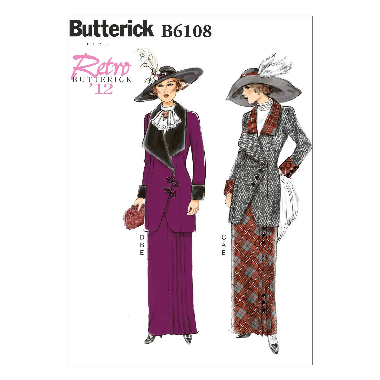 Butterick Patterns 6108 E5 Sizes 14 - 16 - 18 - 20 - 22 Misses Jacket Bib and Skirt, White