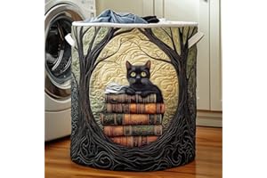 Sturdy Quilted Laundry Basket Stands Upright, Large Boho Fabric Hamper with Thick Padded Walls, Reinforced Handle Clothes Sto