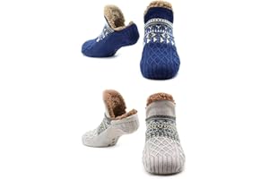 TJCONETJC Slipper Socks for Adults Women Men Non Slip Warm House Socks with Grips Winter Thick Fuzzy Cabin Thermal Socks Cozy Gifts for Husband Wife