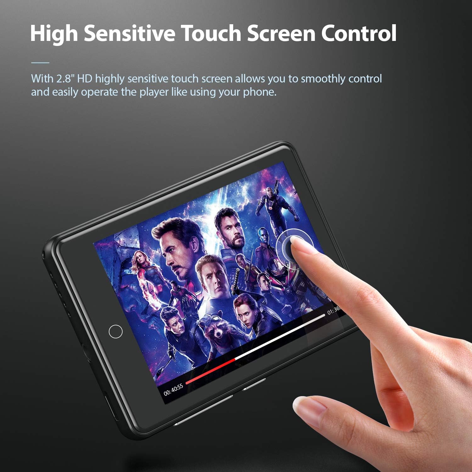 MP3 Player, 80GB MP3 MP4 Player with Bluetooth 5.1, 2.8'' Full Touch Screen Portable Bluetooth MP3 Player with Built-in Speaker, FM Radio, Recorder, HiFi Lossless Music Player, Support up to 128GB: Home Audio & Theater