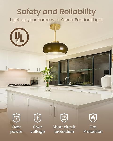 YUNNIX SEMI FLUSH MOUNT CEILING LIGHT, GOLD LIGHT FIXTURE, MID-CENTURY MODERN FARMHOUSE GREEN GLASS SMALL LIGHT FIXTURES FOR HALLWAY, BATHROOM, KITCHEN, BEDROOM, LIVING ROOM, CLOSET, LAUNDRY