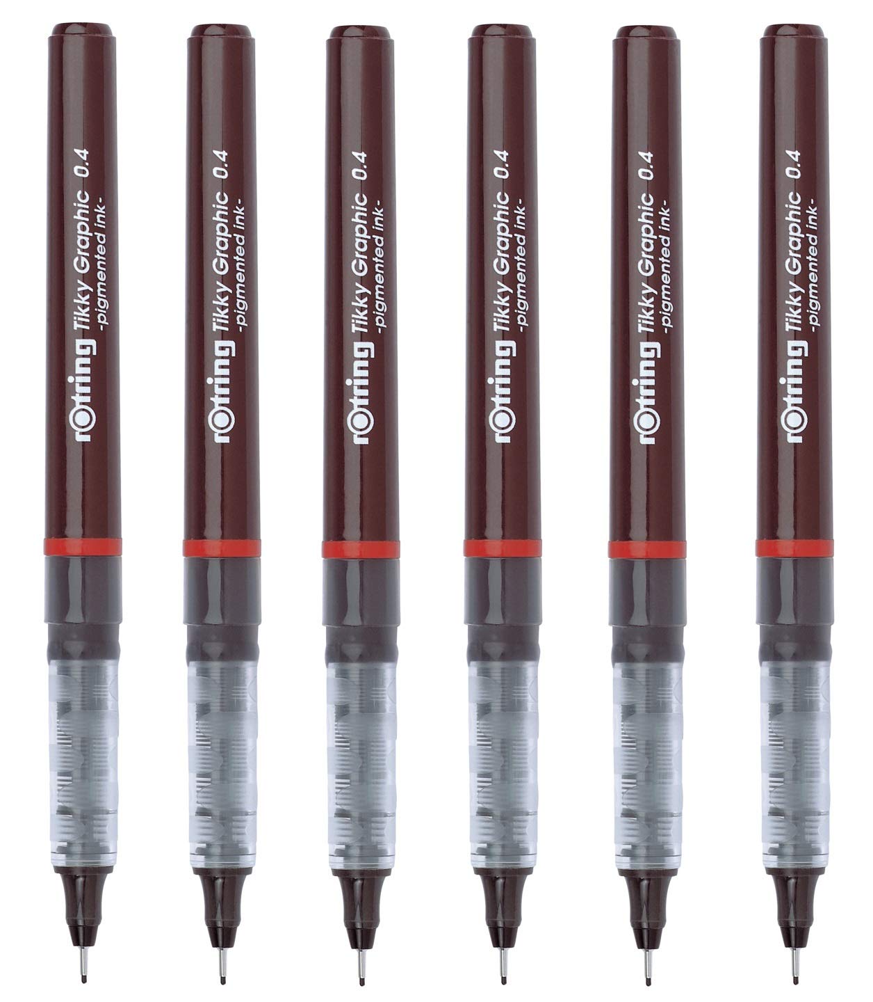 rOtring Tikky Graphic Fineliner Drawing Pen 0.4mm - Black Ink - Pack of 6