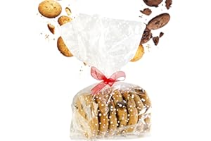 STARPACK HOME Starpack 'Sweet Treats' Cellophane Christmas Treat Bags (20 Pcs) - Cellophane Clear Holiday Gift Bag with Ties for Cookies - Goody Pouch for Party Favours - Transparent Plastic Treat Bag, 11x5 Cello Bags