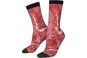 Beef Meat Crew Socks For Men/Women Gifts,Unisex Novelty Casual Dress Socks White