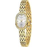 Diaofendi Petite Vintage Oval Gold Women’s Watch, Waterproof Elegant Watch with Japanese Quartz Movement, Adjustable Strap with Tool