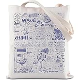 ZJXHPO Kpop Tote Bag Kpop Lover Gift Concert Reusable Grocery Shopping Bag K-pop Shoulder Bag (Wave Kpop Tote), Medium