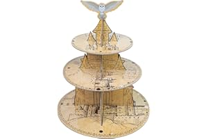 XEFINAL 3-Tier Magical Wizard Cupcake Stand Wizard Birthday Party Cake Stand Halloween School Party Wizard Birthday Party Supplies Gift for Magical Lover (Round)