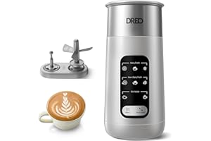 Dreo Milk Frother, 8-in-1 Electric Frother for Latte Art Coffee, 9oz/270ml Warm and Cold Foam Automatic Frothers for Dairy an