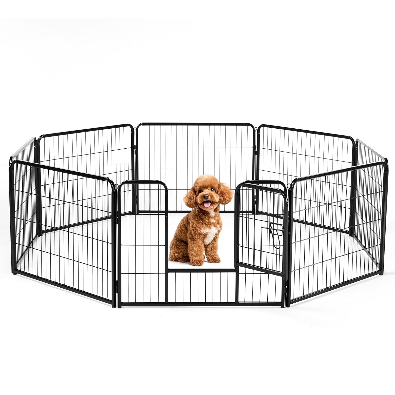 DUMOS Dog Playpen 24 Inch 8 Panels Indoor Outdoor Metal Pet Fence | Foldable Dog Play Pen with Door, Portable Exercise, RV Ca