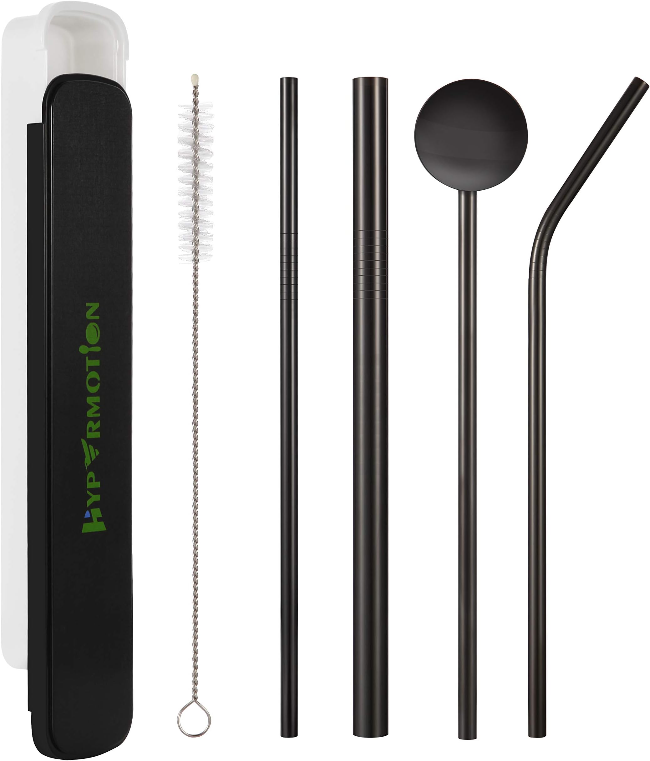 Metal Straws, Hypermotion 5 Pcs Reusable Stainless Steel Drinking Straw Set with Travel Case Cleaning Brush for Drink Fruit Juice Wine Milk Tea Food Grade BPA Free