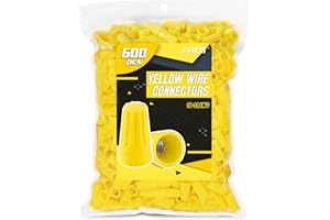 JTIEO 600 Pcs Yellow Electrical Wire Connectors, Spring Insert Twist Caps Connection Wire Connectors Nuts Screw Terminals for Quick Connection(AWG 18-12)