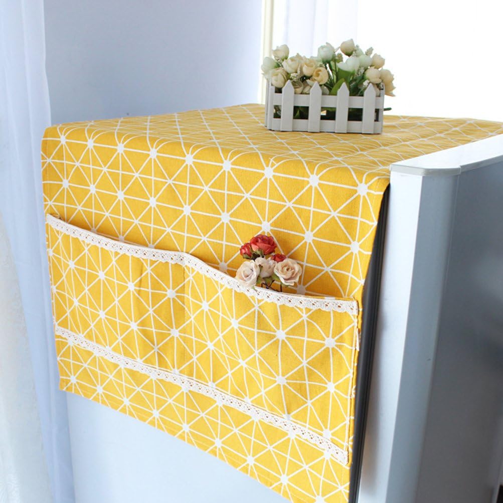 Qearly Practical and Durable Fabric Dust Free Cover Dust Cover Fridge Cover Yellow
