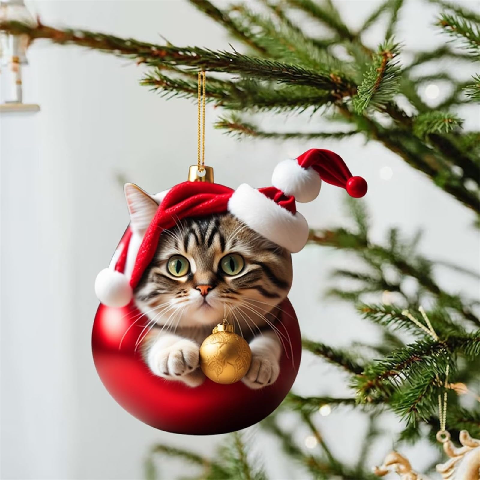 Cats Christmas Tree Decorations Ornaments, 2D Hanging Acrylic Funny Cats Ornaments Christmas Decor Winter Wonderland Decor, Christmas Decorations Party Supplies