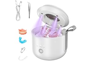 JeaTone Ultrasonic Dental Cleaner Pod, 200 ml 48kHz Cordless Retainer Cleaner with U-V, Rechargeable Dental Cleaning Pods for