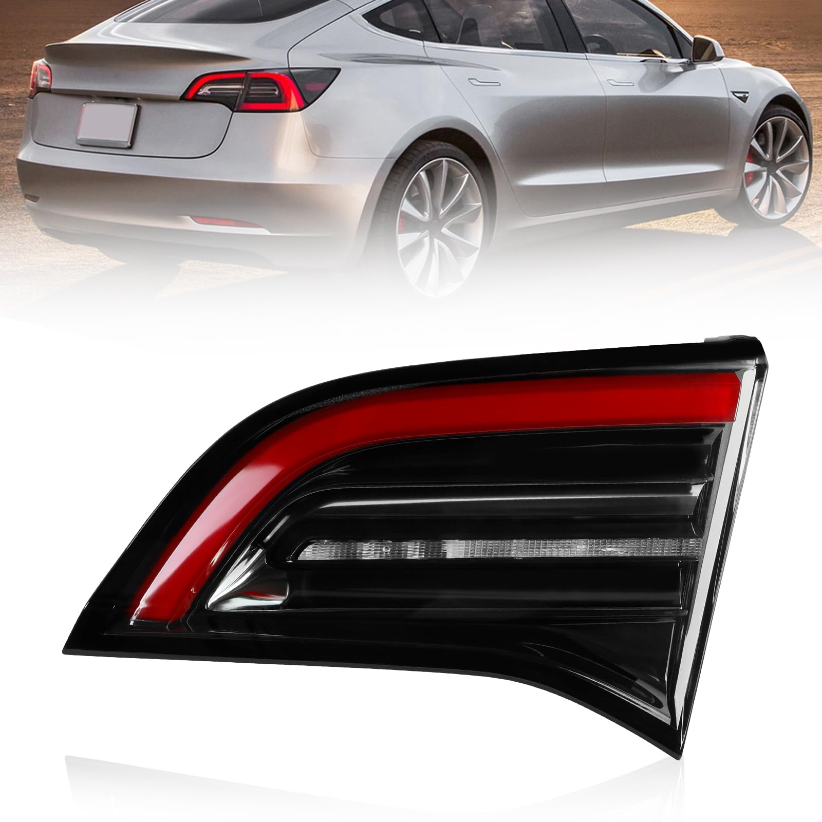 Photo 1 of 1077402-00-G Helogan Inner Tail Light Compatible with 2017-2021 Tesla Model 3, Brake Rear Lamp Replace 1077402-00-F 1077402-00-E 1077402-00-B (Right Passenger Side, 3 Pins)