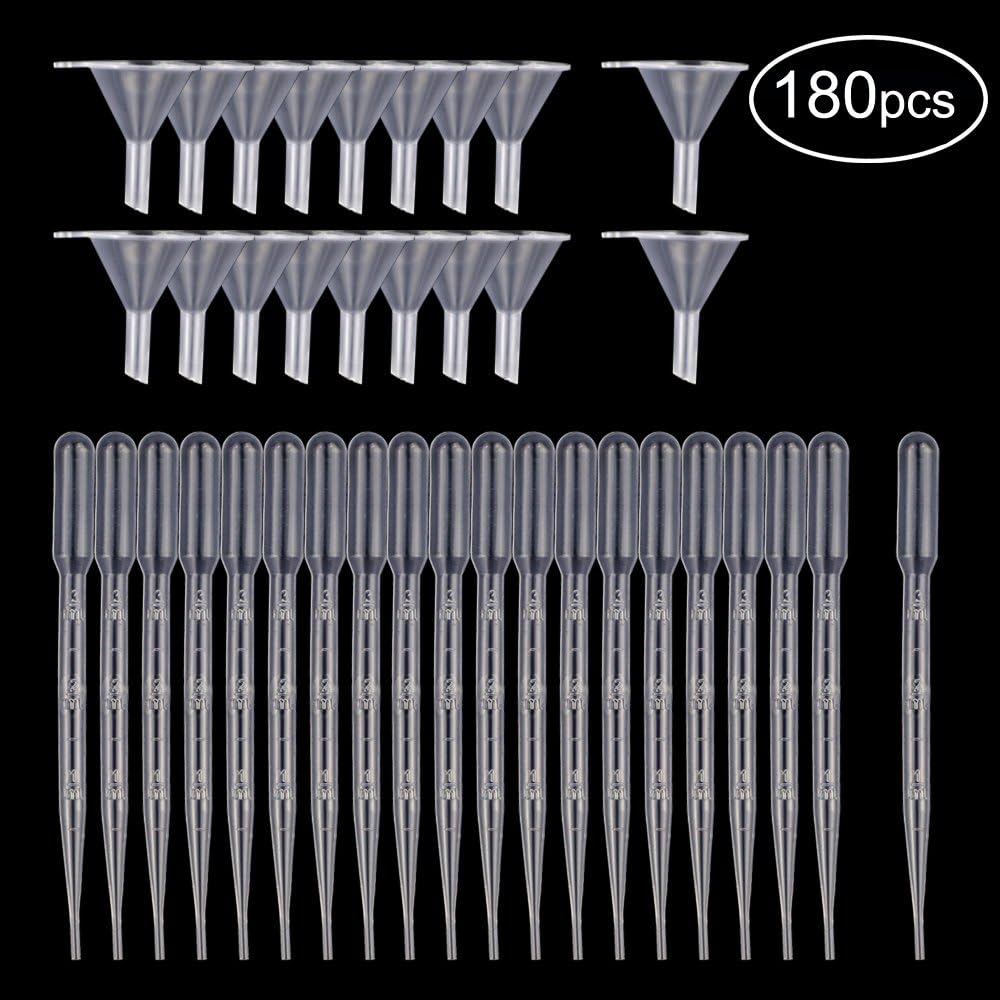 150pcs 3ml Plastic Transfer Pipette Dropper with 30pcs Mini Funnel for Essential Oil by DEPEPE