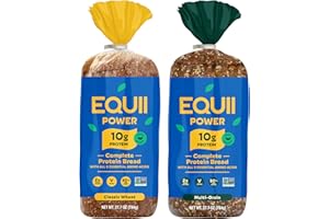 EQUII Power Protein Bread Bundle - Classic Wheat & Multi Grain - Vegan - 10g Protein per Slice - Low Sugar - Low Carbs - 9 Essential Amino Acids - Helps Build Muscle - 2 Loaves - 27.7oz (784g)