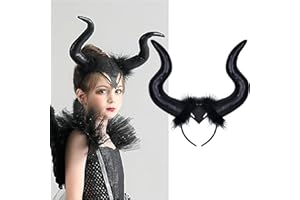 AUOCATTAIL Devil Horns Maleficent Horns Black Long Women Horns Cosplay Costume Deluxe Magic With Headpiece for Easter Cosplay Carnival Mardi Gras Photo Shoot