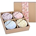 VanEnjoy Set of 4 Japanese Style Ceramic Rice Bowl with Gift Box,Assorted Phum Colors Flowers Pattern Bowls Set,Underglazed Dinnerware,For Dessert Snack Cereal Soup