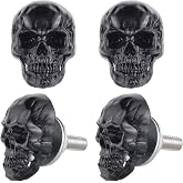 Temzzer Skull License Plate Bolts Anti-Theft Car Tag Frame Screws for Most Vehicle Motorcycle 4 PCS (Black)