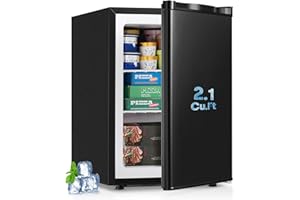 DOGHLY 2.1 Cu.Ft Upright Freezer with Removable Shelf, 7 Adjustable Thermostat, Stand-up Single Door Compact Freezer with Rapid Cooling Technology for Home, Kitchen, Dorm, Black (2.1 CU.FT)