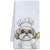 Shrago Funny Shih Tzu Chef Kitchen Towels, Gifts for Chefs Dish Tea Towels for Kitchen, Shih Tzu Gifts for Women Men Decorative Hand Towel, Dog Mom Dad Gifts, 16x24 Inch